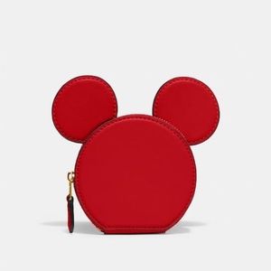 Coach x Disney Mickey Mouse Coin Case in Electric Red
